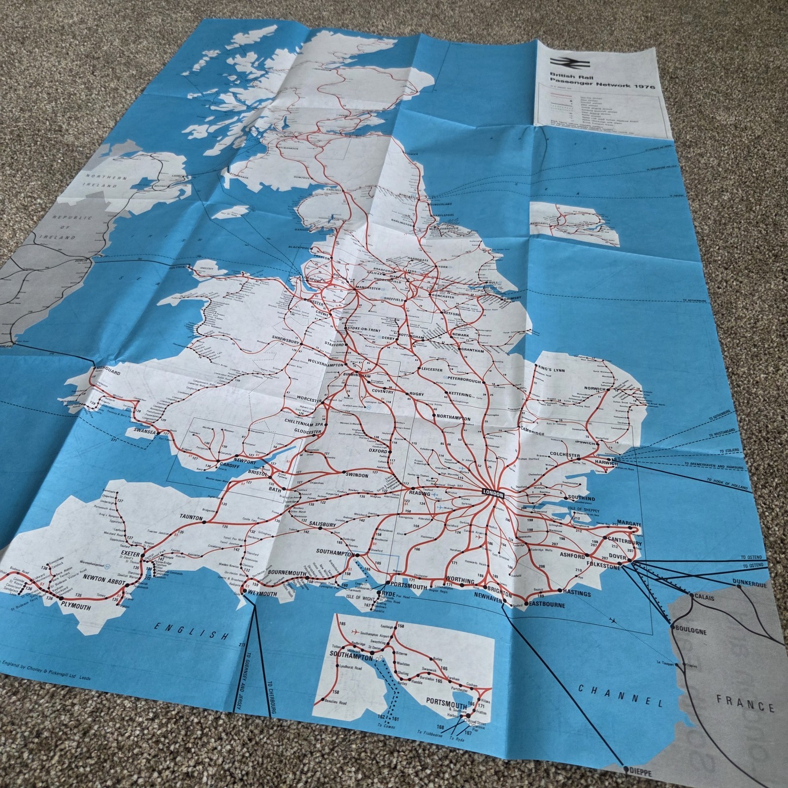 1976 British Railways Passenger Network Map Vintage Train Railwayana Ephemera