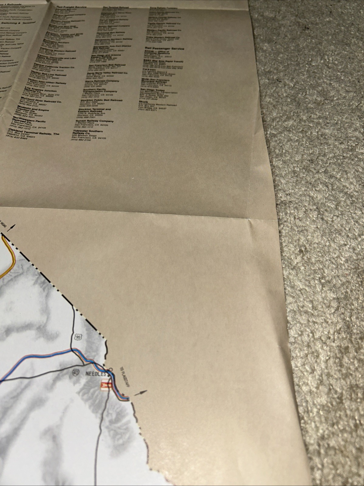 1982 Caltrans California State Railroad Full-color Folded Map 36″x46″