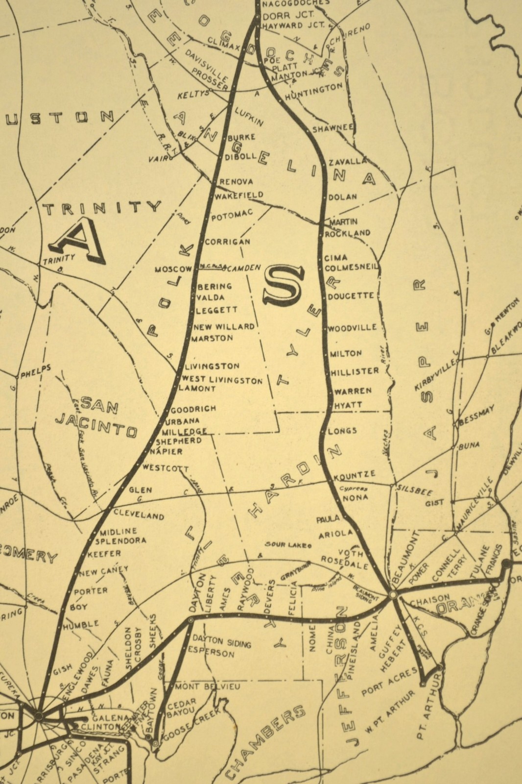 Southern Pacific Railroad Map Houston Division Sunset Route H&TC Railway