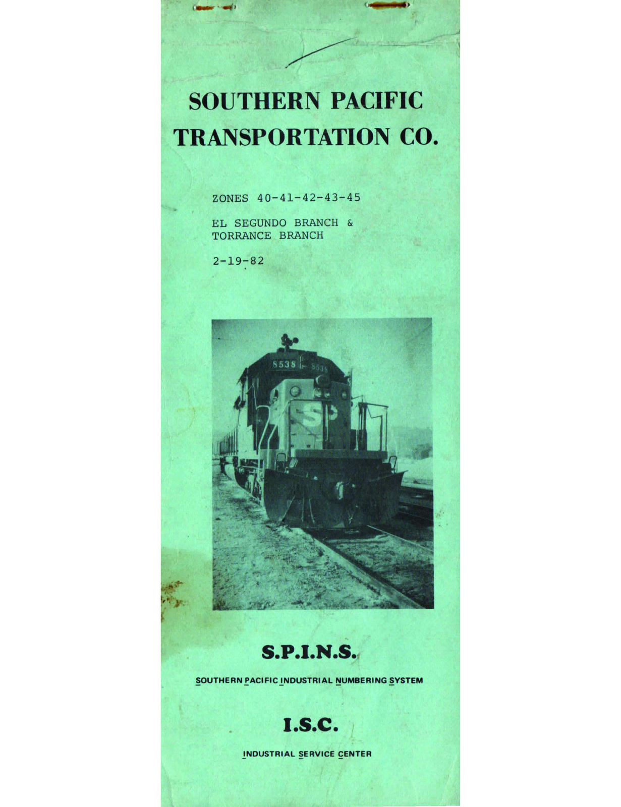 Southern Pacific RR 1982 El Segundo & Torrance Branches S.P.I.N.S. pages on DVD
