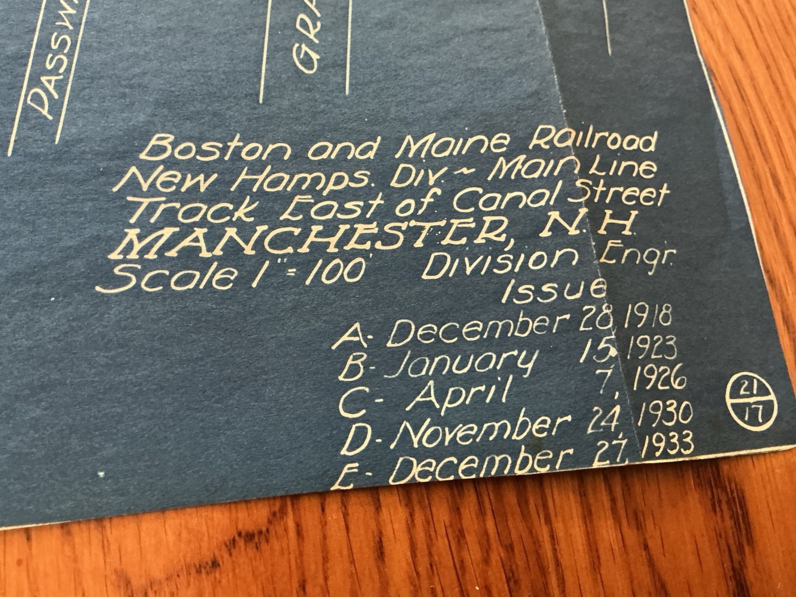 1933 Boston & Maine Railroad Blueprint Track Map Manchester NH Canal St Industry