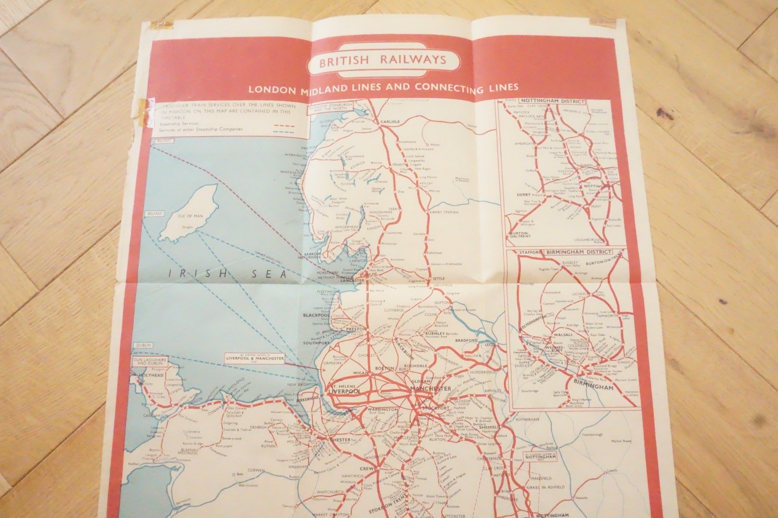 1960 British Rail London Midland Region Passenger Network Railway Map