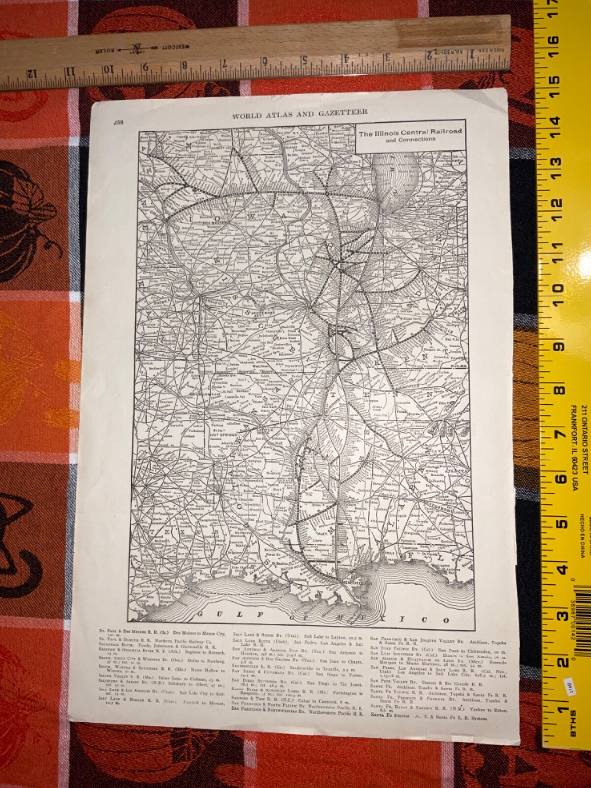 1922 Illinois Central Railroad Map & Gazetteer map page Yazoo Mississippi Valley
