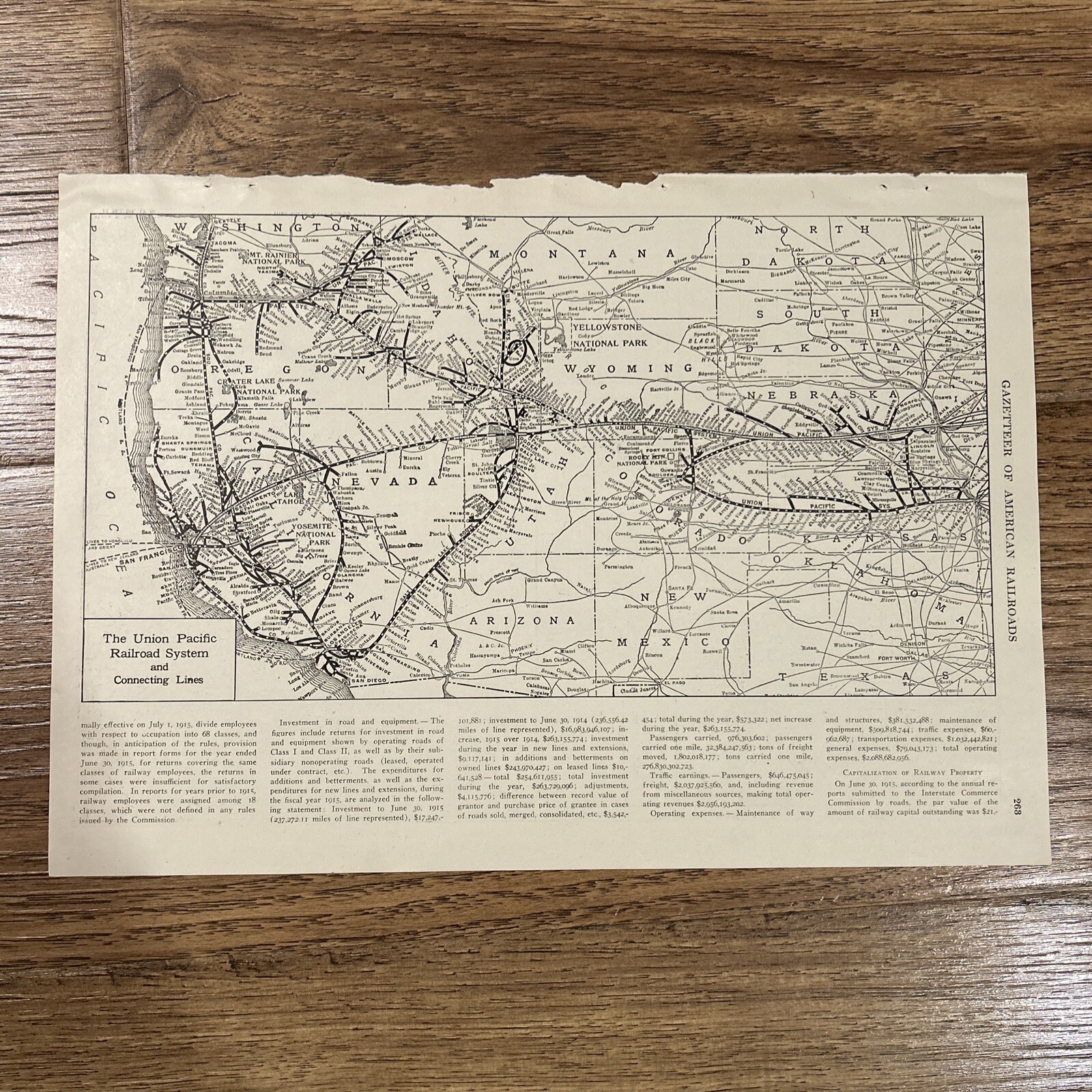 Antique 1917 Map Of The Union Pacific Railway System 15×11 Inches