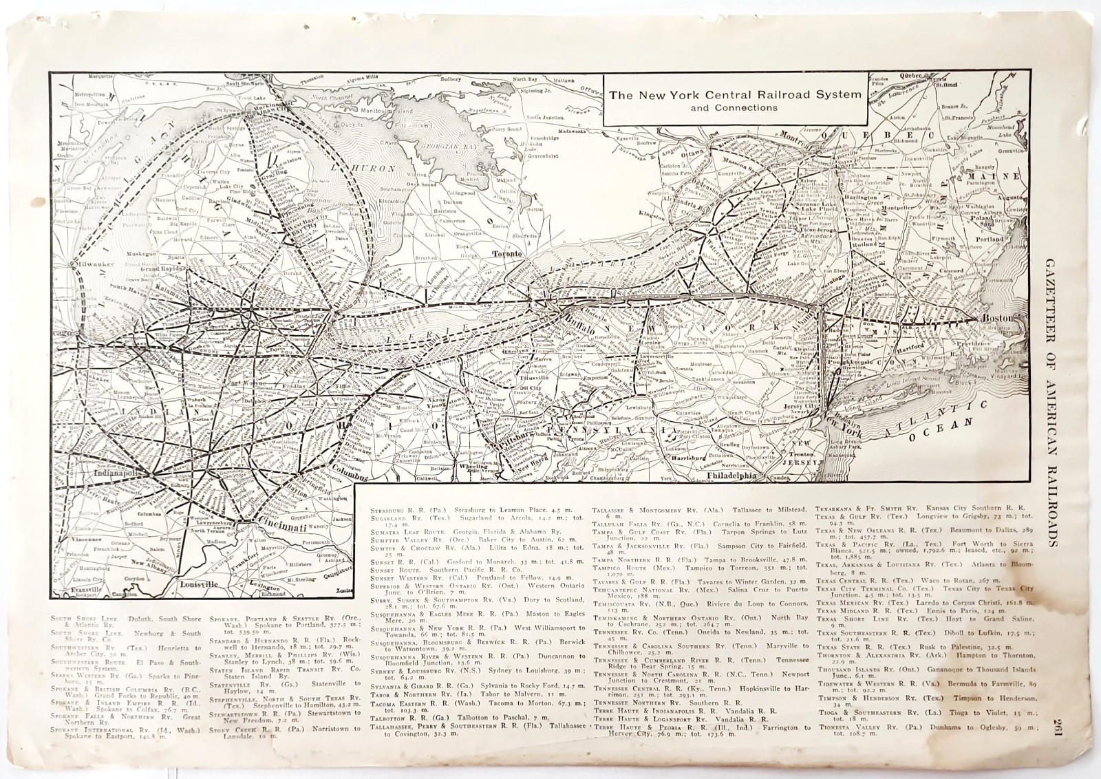 1914 New York Central Railroad System Map Connections Antique Transportation