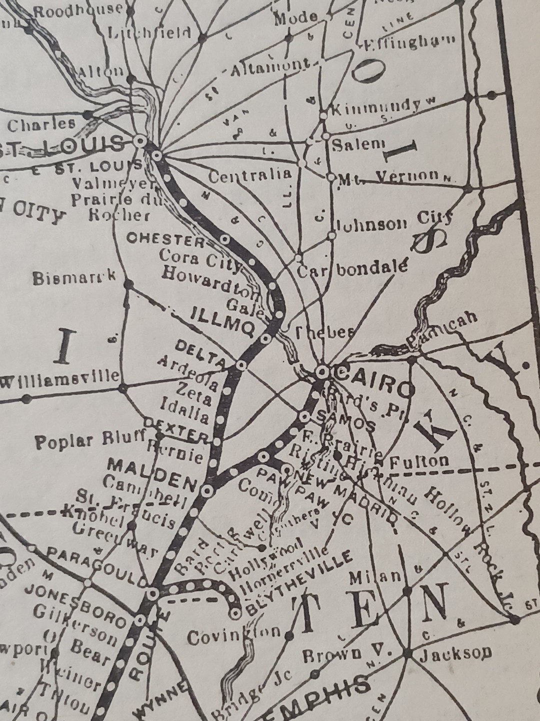 1905 Train Route Map + Report ST LOUIS SOUTHWESTERN RAILROAD Cotton Belt Route