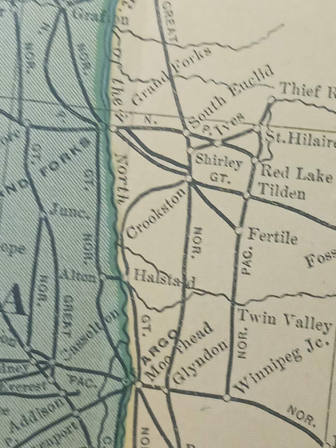 ~1904 Railroad Map MINNESOTA North South DAKOTA All railway Routes Depots 11×9″