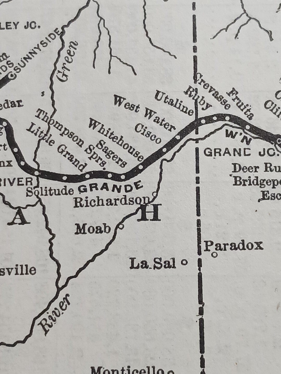 1902 Train Route Map DENVER & RIO GRANDE RAILROAD SYSTEM stations Towns Cities