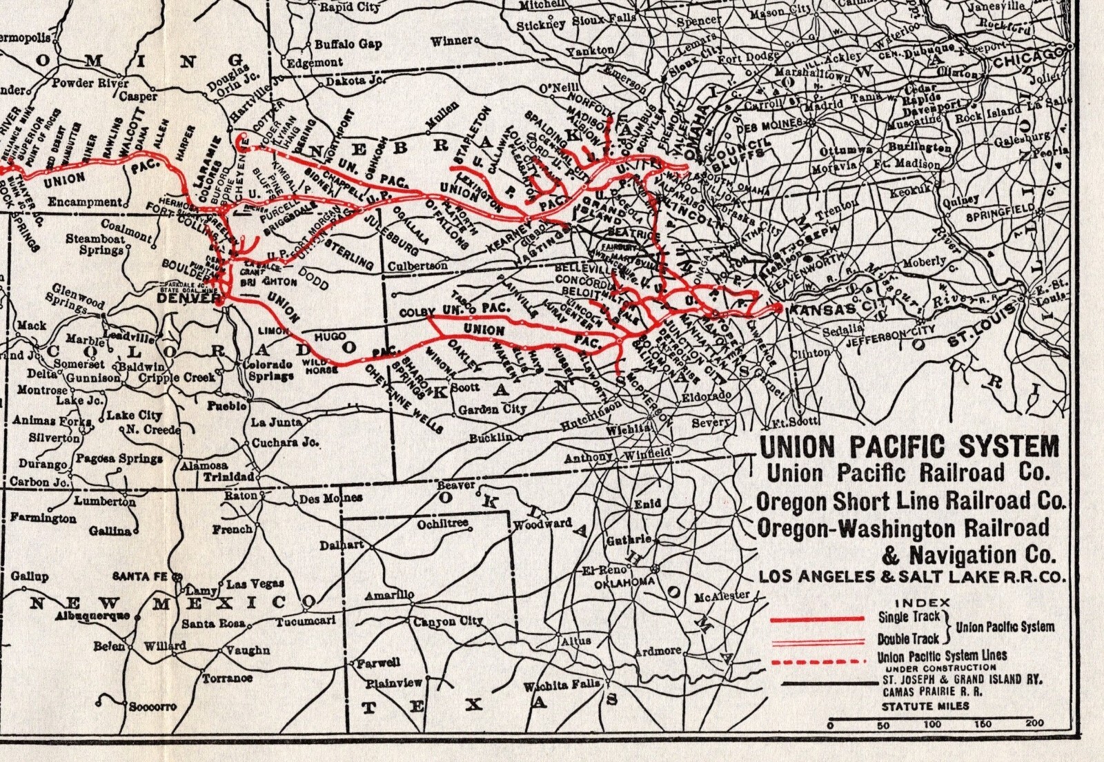 1925 Antique UNION PACIFIC RAILROAD Map Vintage Union Pacific Railway Map 1488