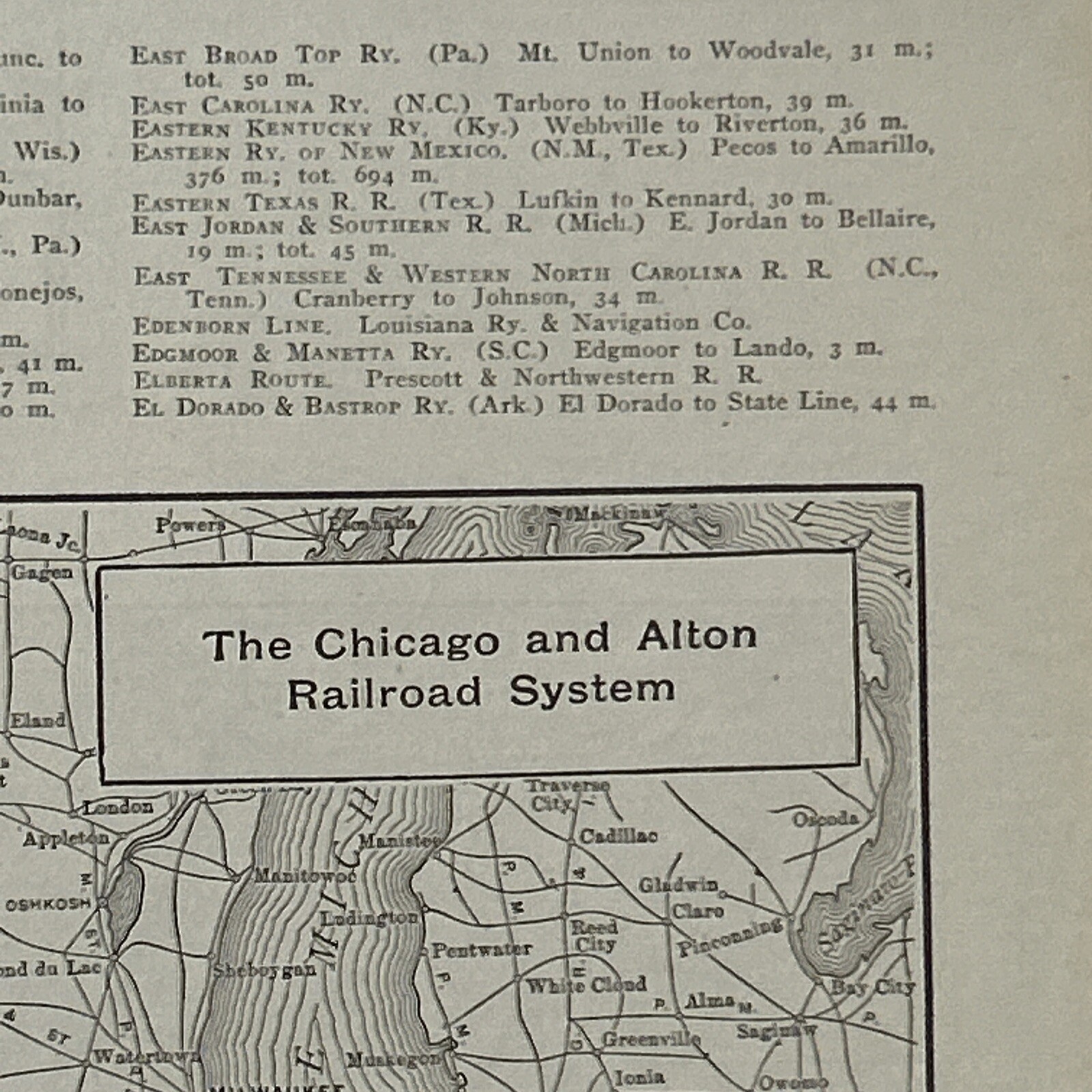 Antique 1917 Map Of The Canadian Pacific & Chicago/Alton Railroad System 11×15