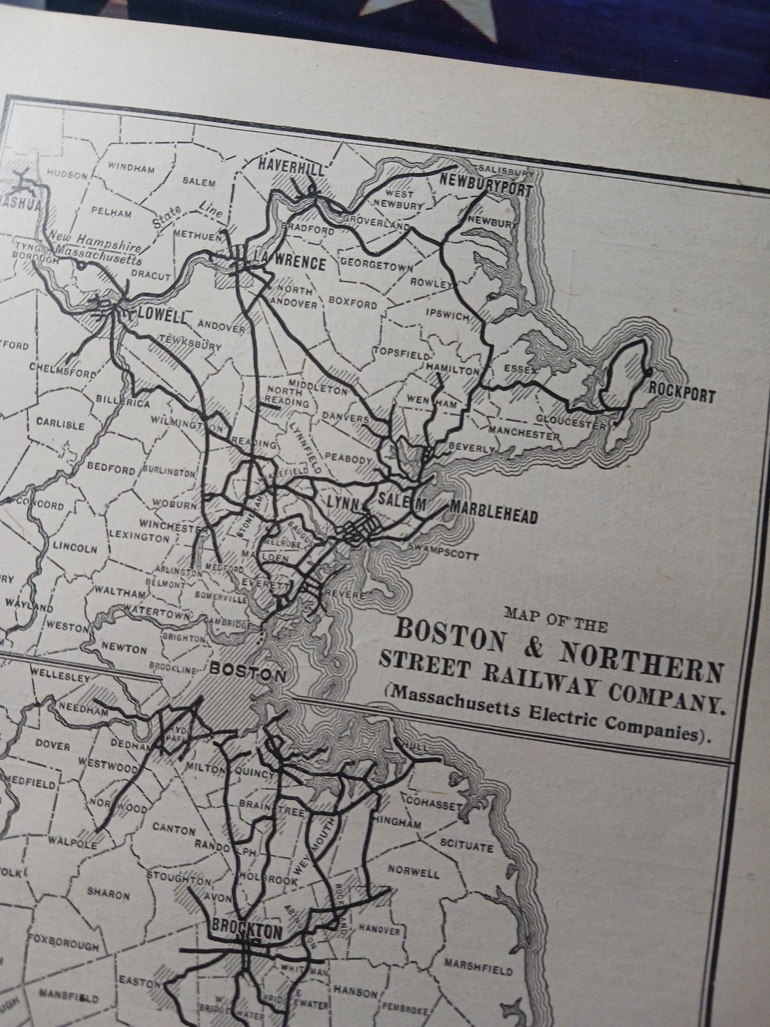 1905 Map BOSTON NORTHERN & OLD COLONY STREET RAILWAY COMPANY Massachusetts