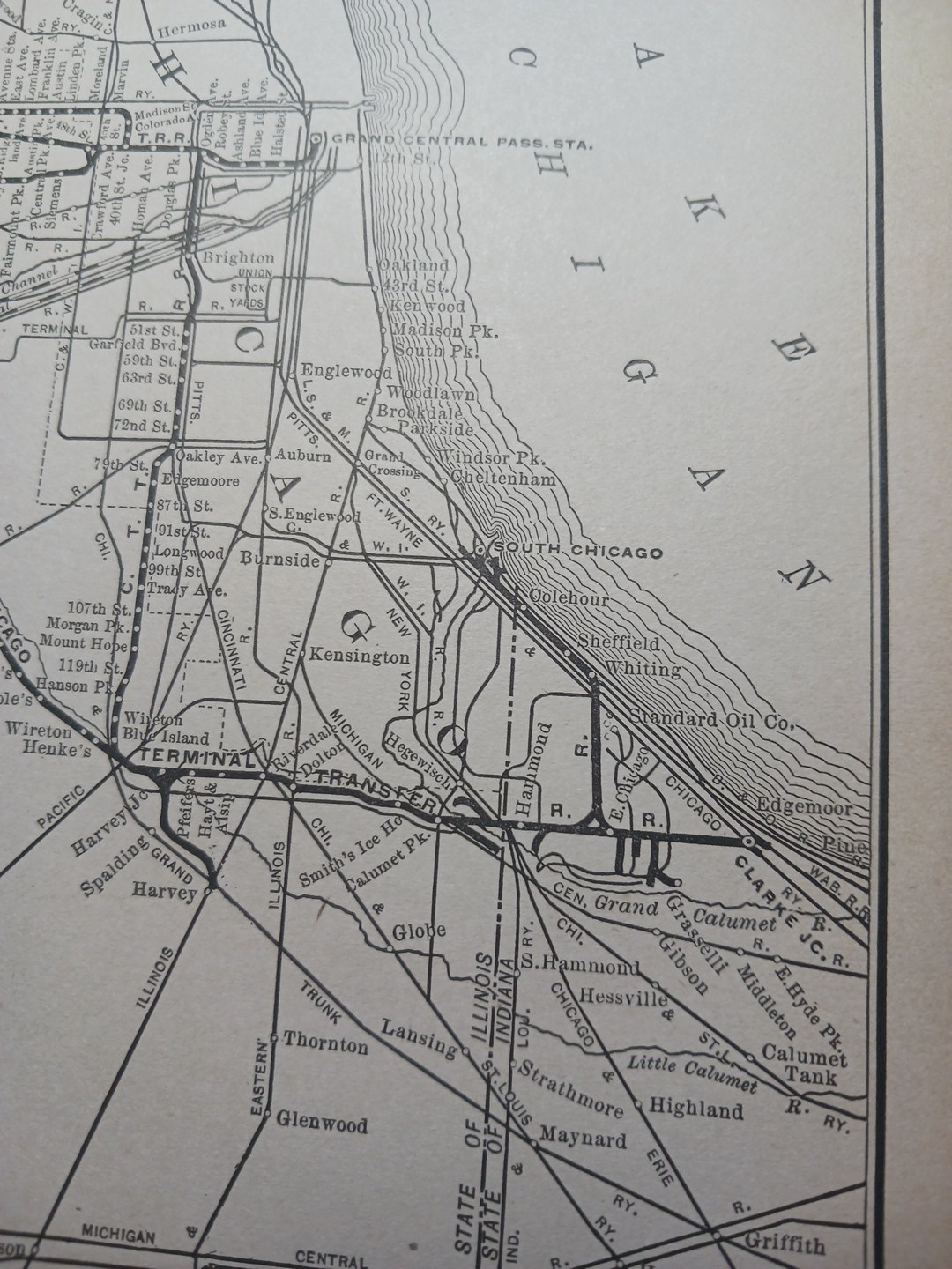 ~1898 Train Route Map CHICAGO TERMINAL TRANSFER RAILROAD Stations Depots Marked