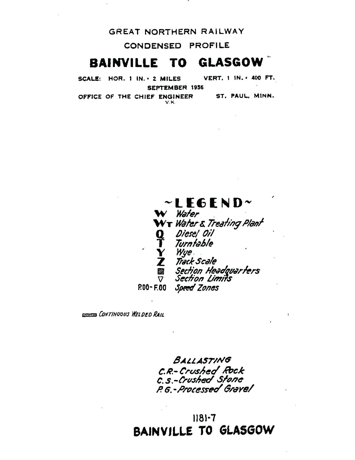 Great Northern Butte Division Track Chart Updated through 1956 PDF Pages on DVD