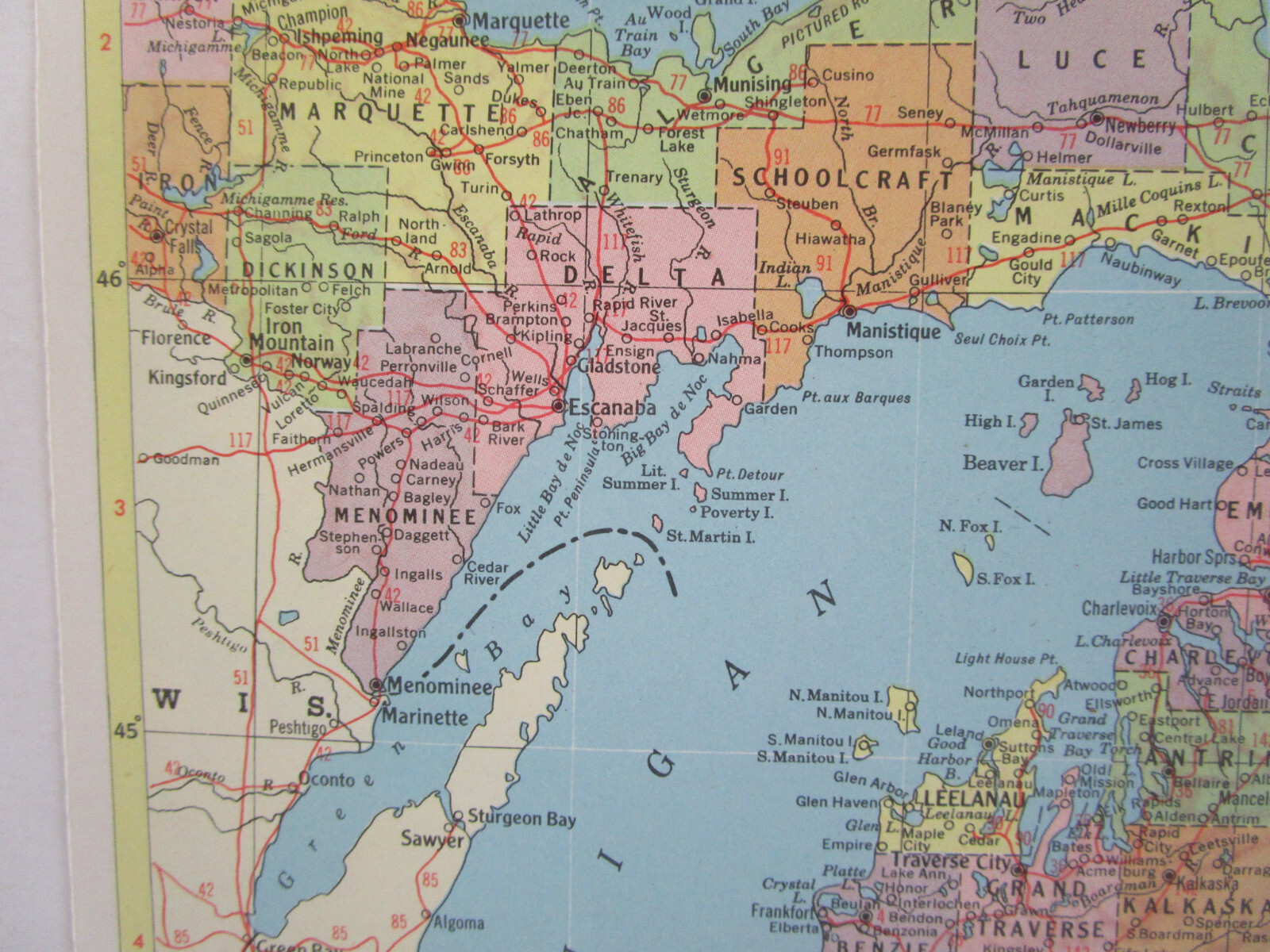 MN MI 1958 MINNESOTA RAILROAD Map DULUTH MESSABE & IRON RANGE RR ~or~ MICHIGAN