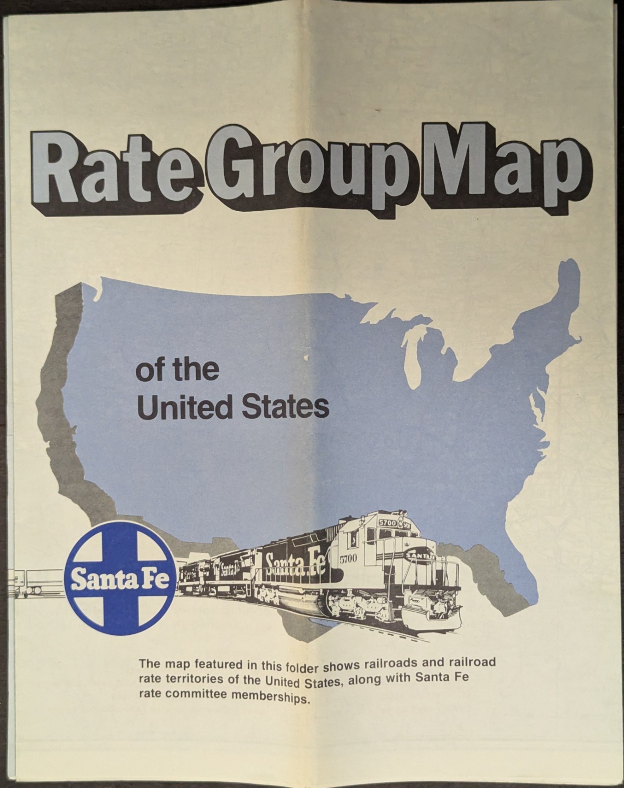 ***VINTAGE SANTA FE RAILWAY RATE GROUP U.S.A. MAP BROCHURE***