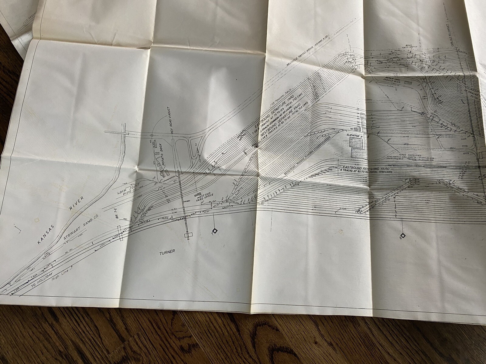 1940s/50s AT&SF Santa Fe Railway Argentine Kansas Railyard Railroad Map Lot RARE