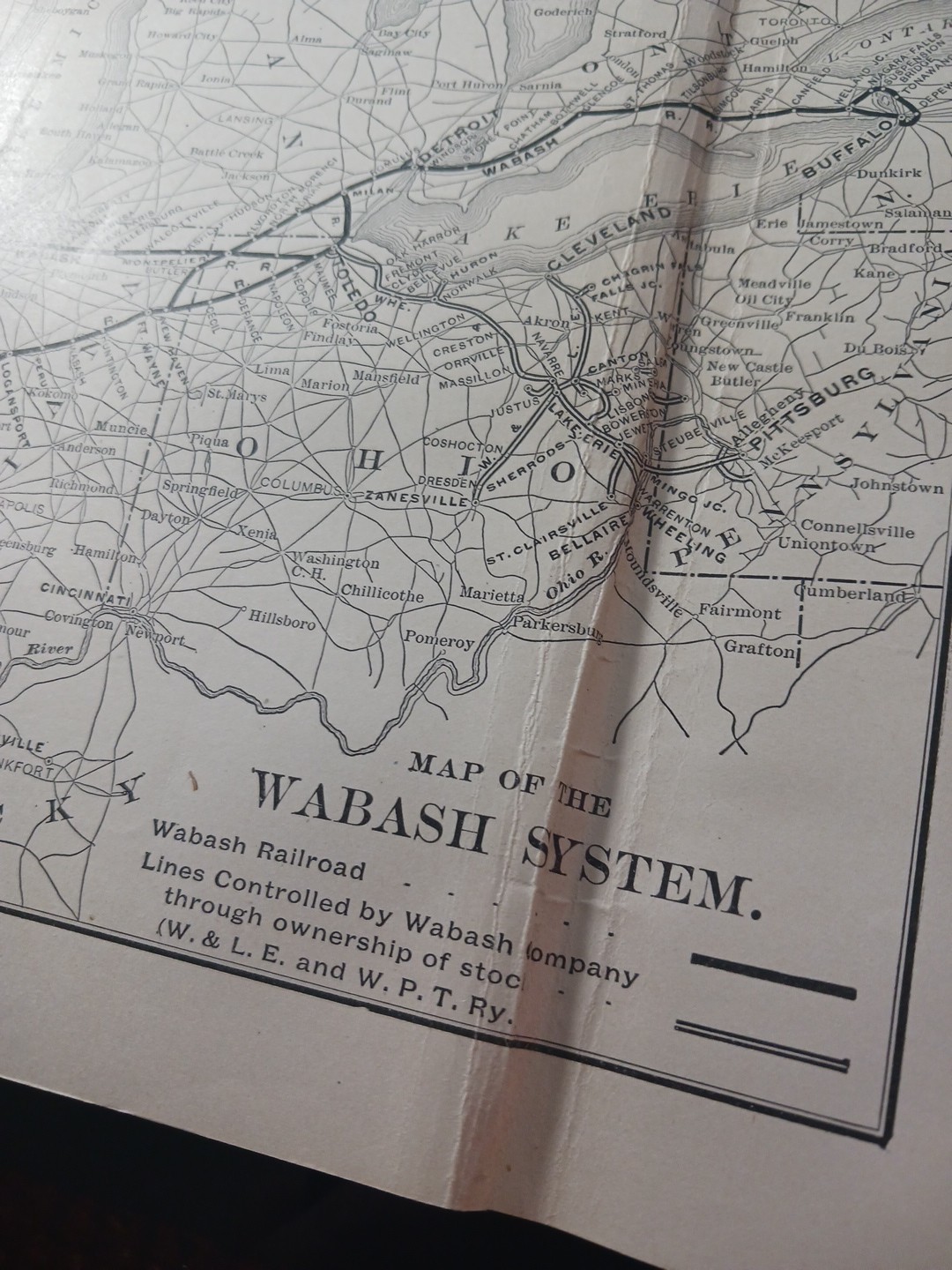 1905 Train Route Map WABASH SYSTEM all Railroad Controlled Lines stations 12″x9″