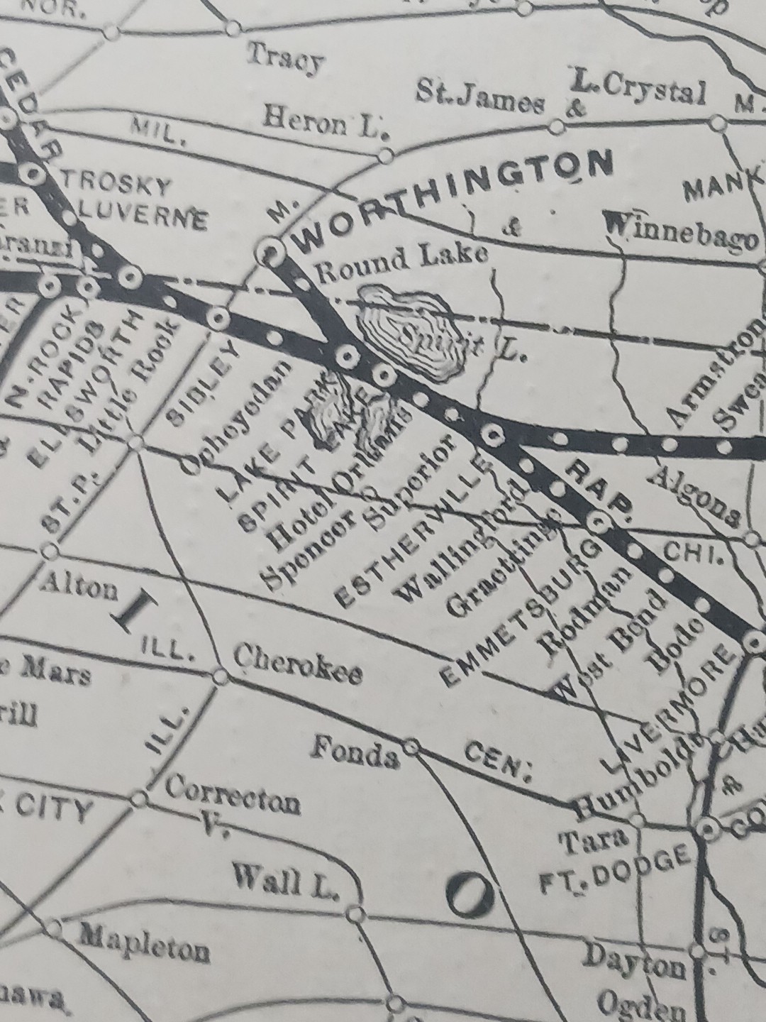1897 Train Route Map + Report BURLINGTON CEDAR RAPIDS & NORTHERN RAILWAY Iowa RR