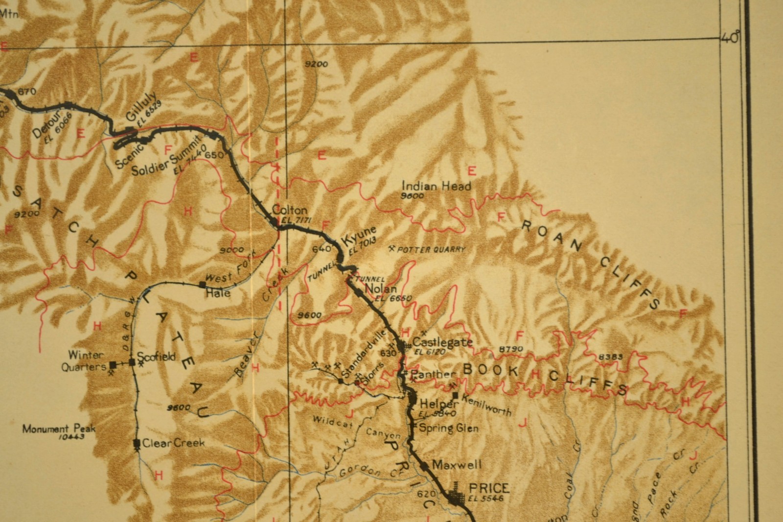 1922 Antique Denver Rio Grande Railroad Map Spanish Fork Utah Price Castlegate