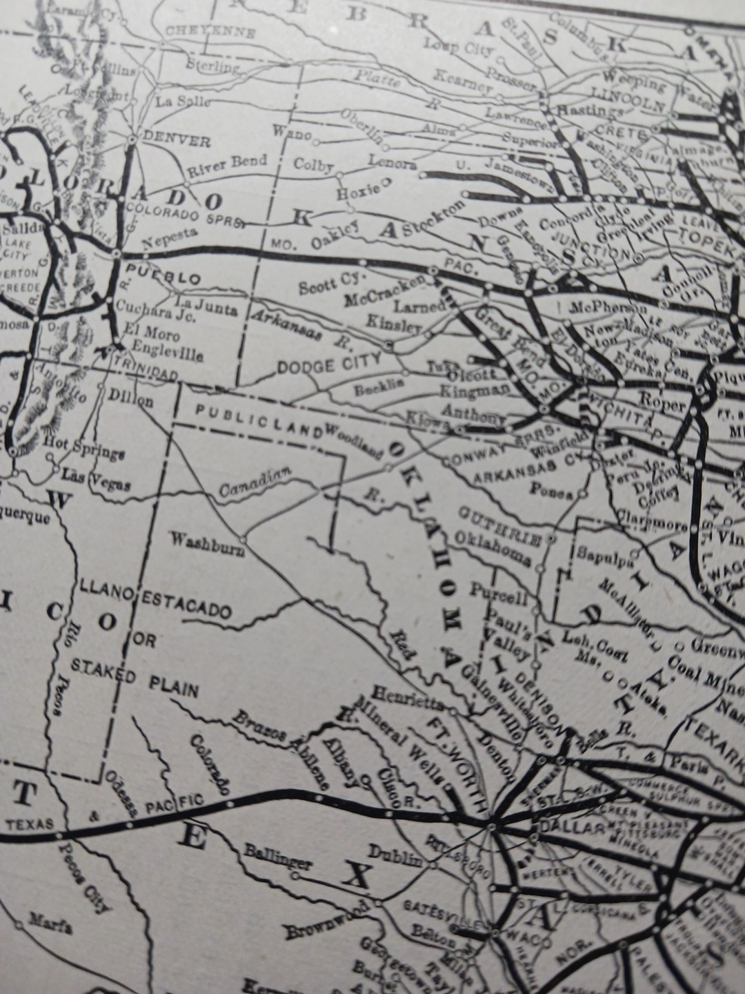 ~1904 Train Route Map MISSOURI PACIFIC RAILWAY Lines Great Northern Railroad
