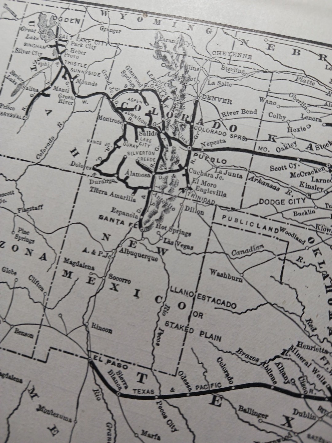 ~1904 Train Route Map MISSOURI PACIFIC RAILWAY Lines Great Northern Railroad