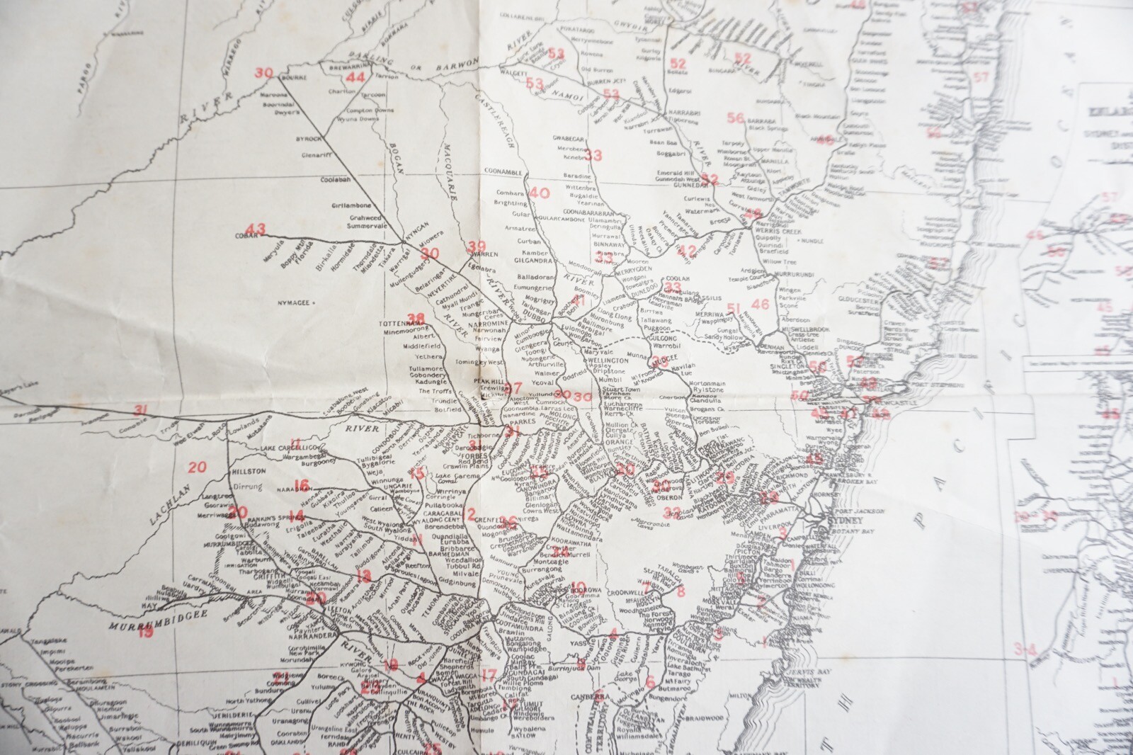 1938 New South Wales Australia Railway System Two Sided Map