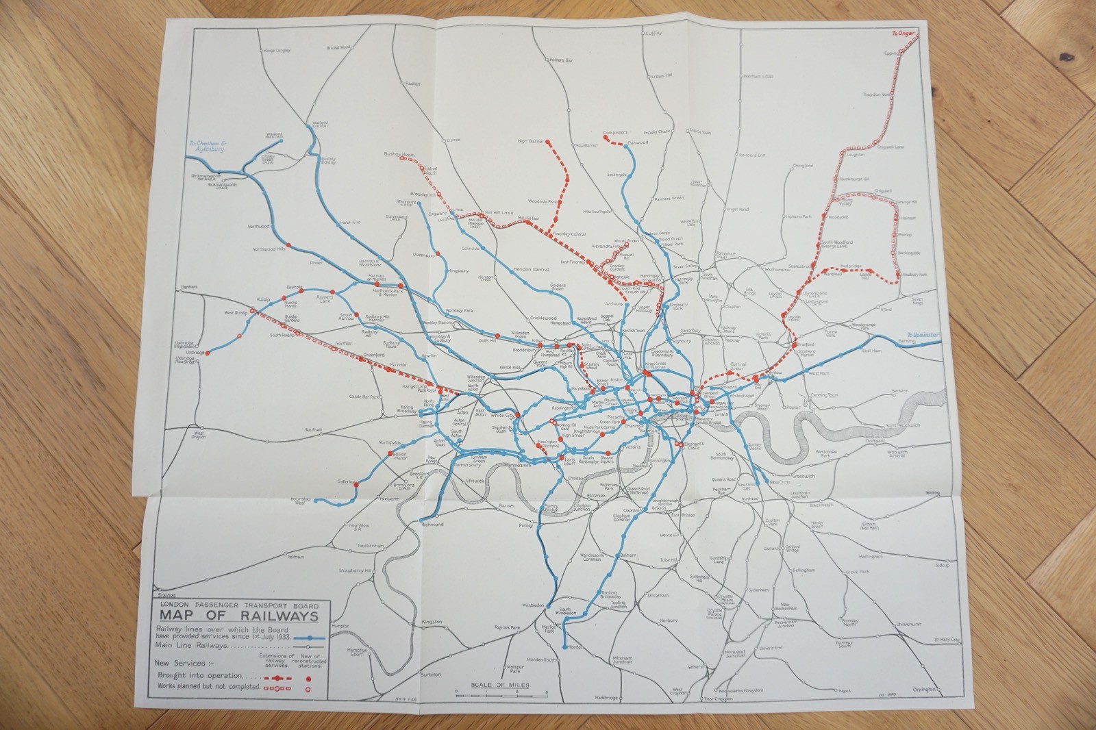 1947 London Passenger Transport Board LPTB Railway Map