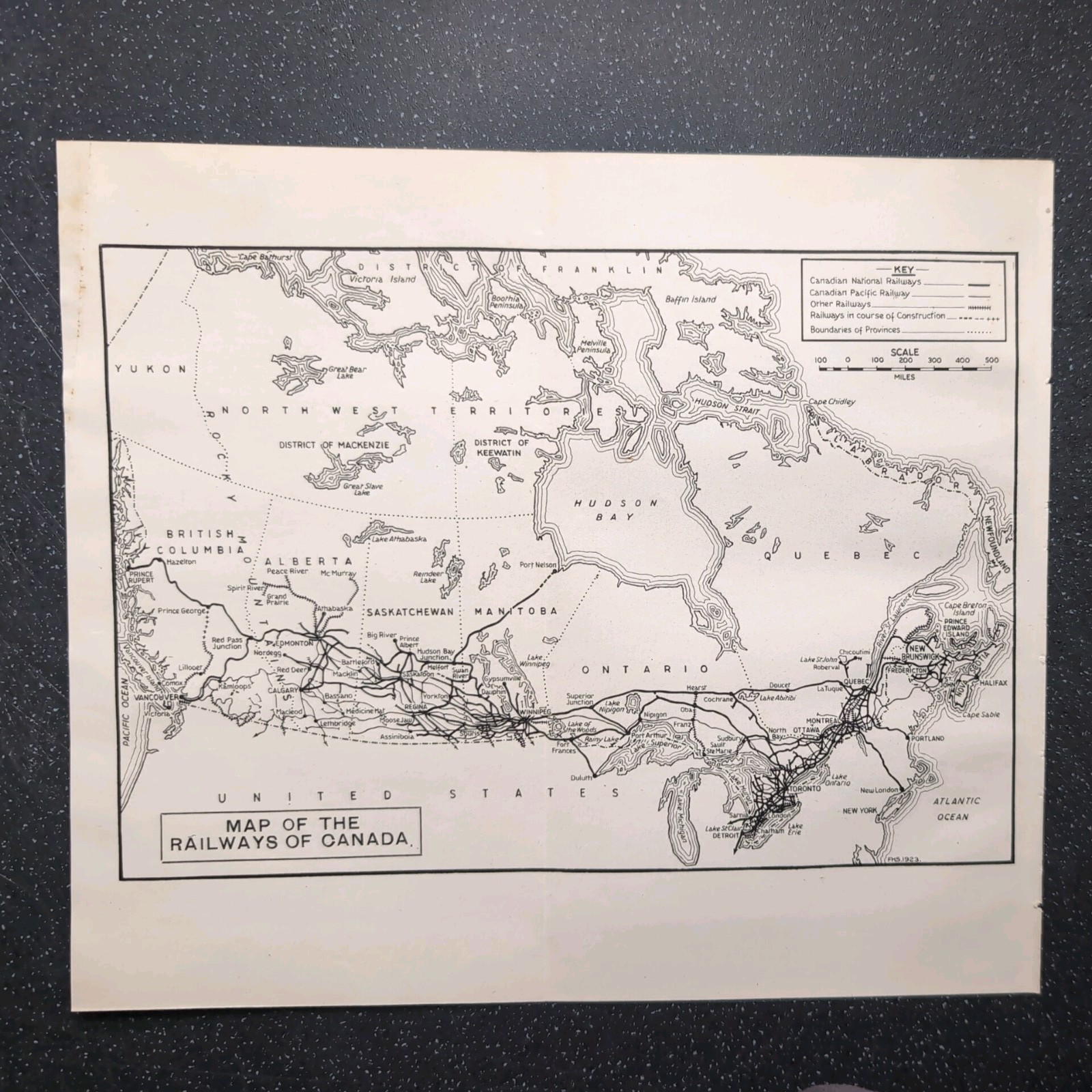 Original 1923 Map Of The Railways Of Canada