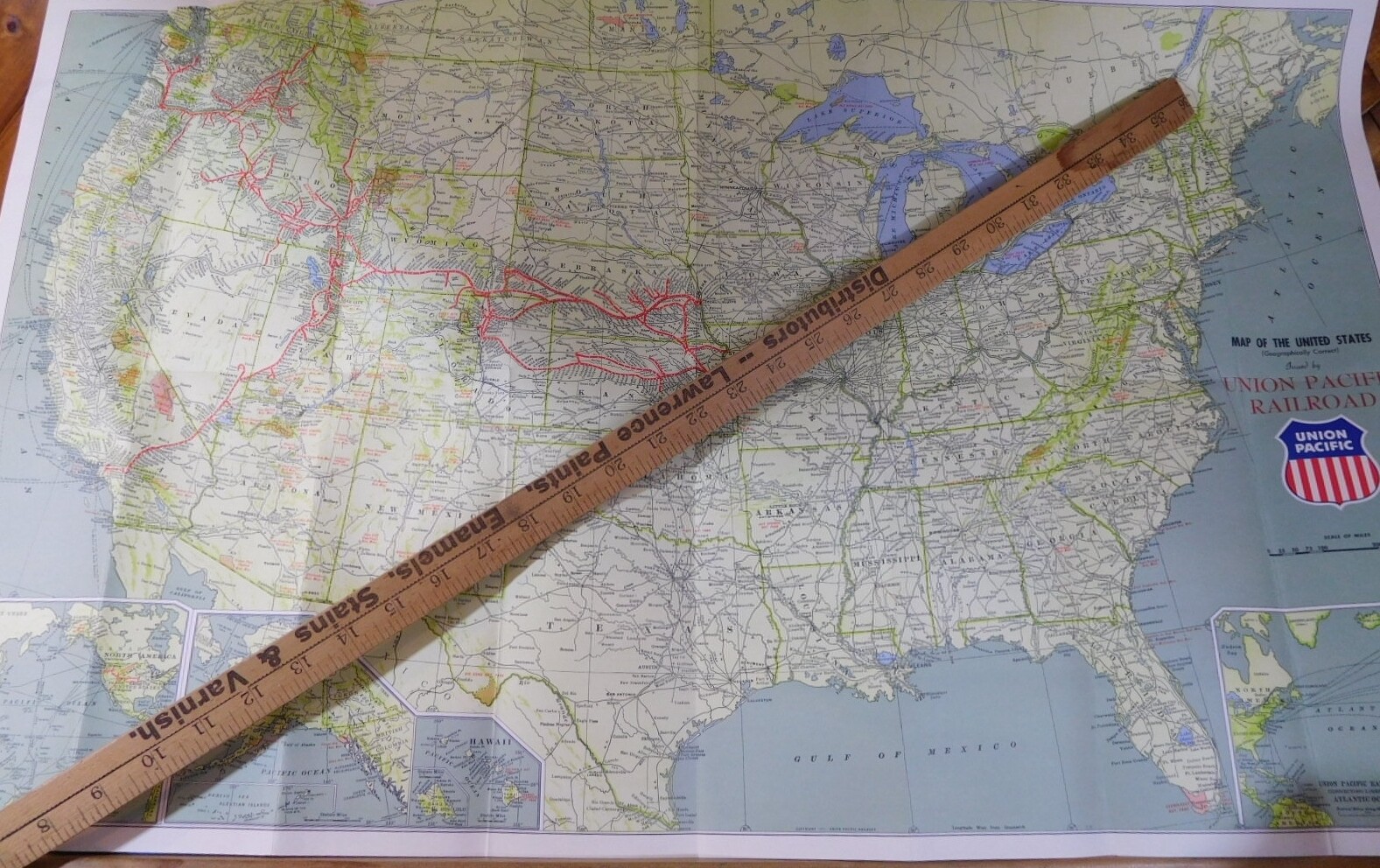 Map Union Pacific Railroad 1971 UP United States Map