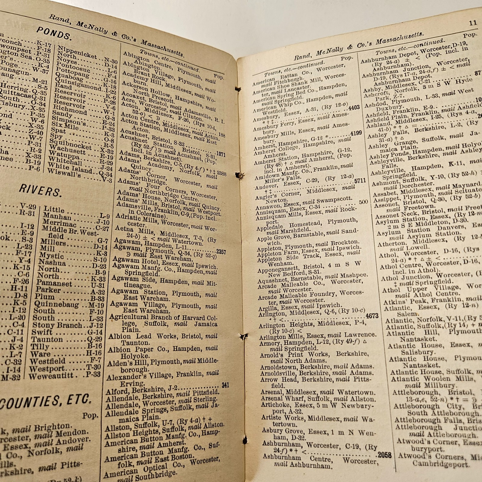 1887 Rand McNally Pocket Guide & Map Of MA & Entire Railroad System