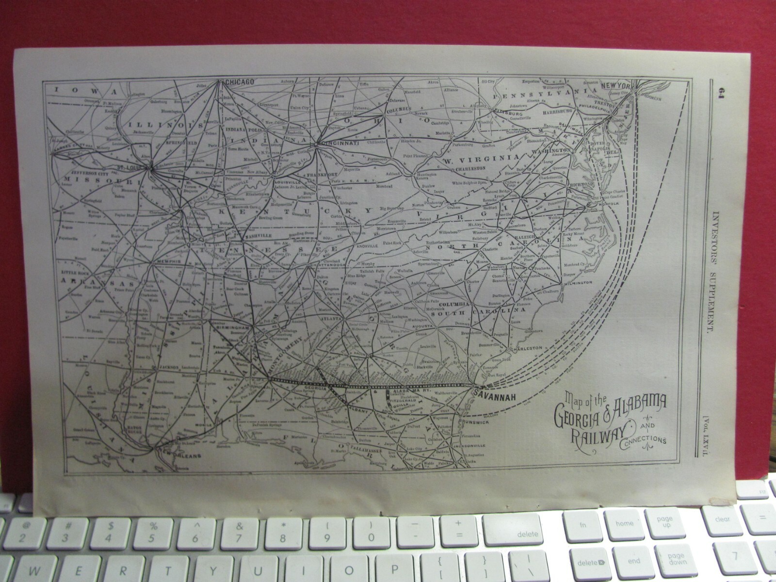 ORIGINAL 1898 GEORGIA & ALABAMA RAILROAD SYSTEM MAP w/ DEPOTS G&A RR HISTORY