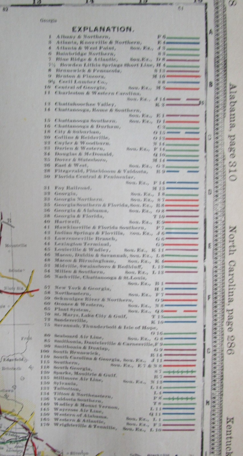GA 1898 GEORGIA STEAM RAILROADs Map. SMITHONIA & DUNLOP RR, CUYLER & WOODBURN RR