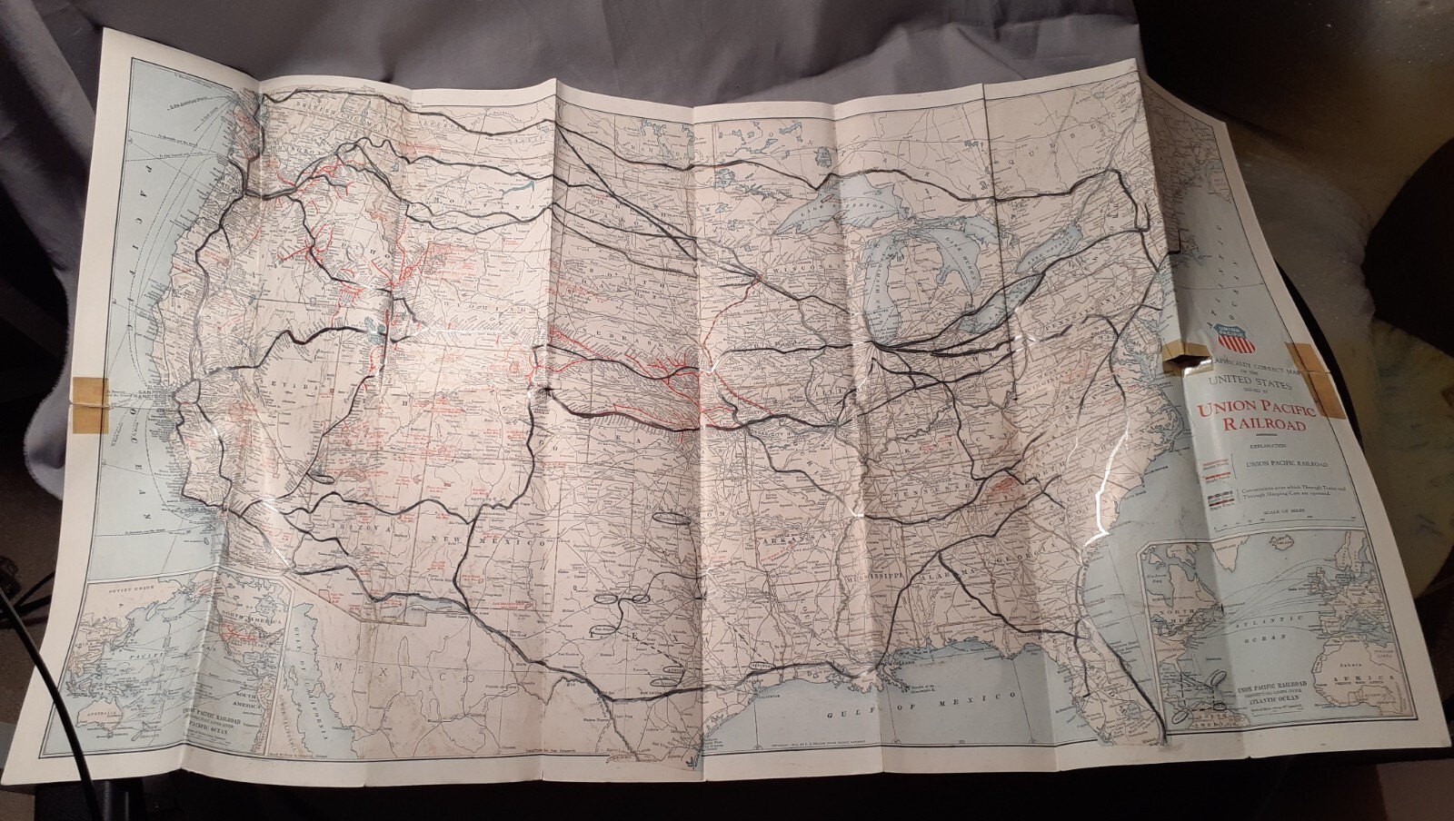 Vintage Union Pacific Map Of The United States 1940’s