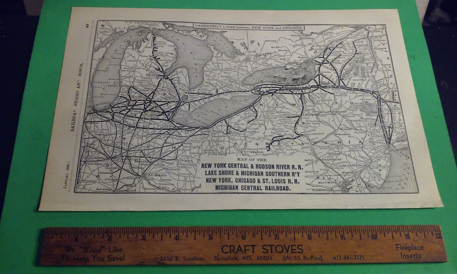 Rare 1903 Railroad Map VANDERBILT Lines New York-Chicago Railroad System &Routes