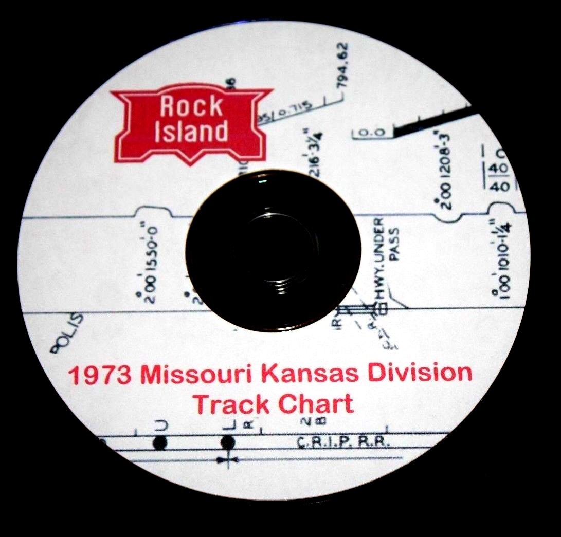 Rock Island 1973 Missouri Kansas Division Track Chart Pages on DVD