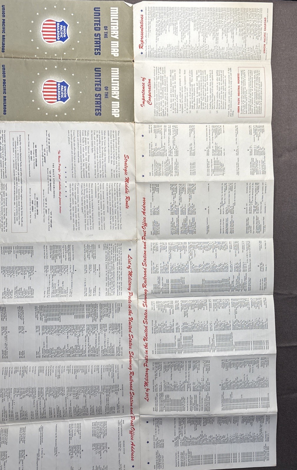 Vintage Union Pacific Railroad Military Map 1950 First Edition