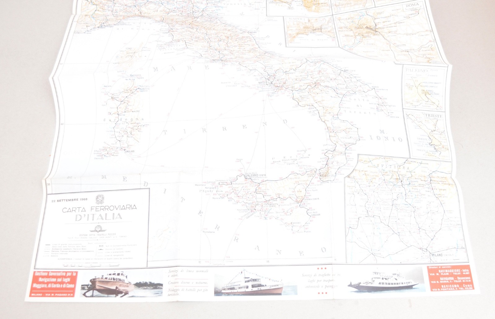 Railway Map Italy Carta Ferroviara D’Italia 22nd September 1968