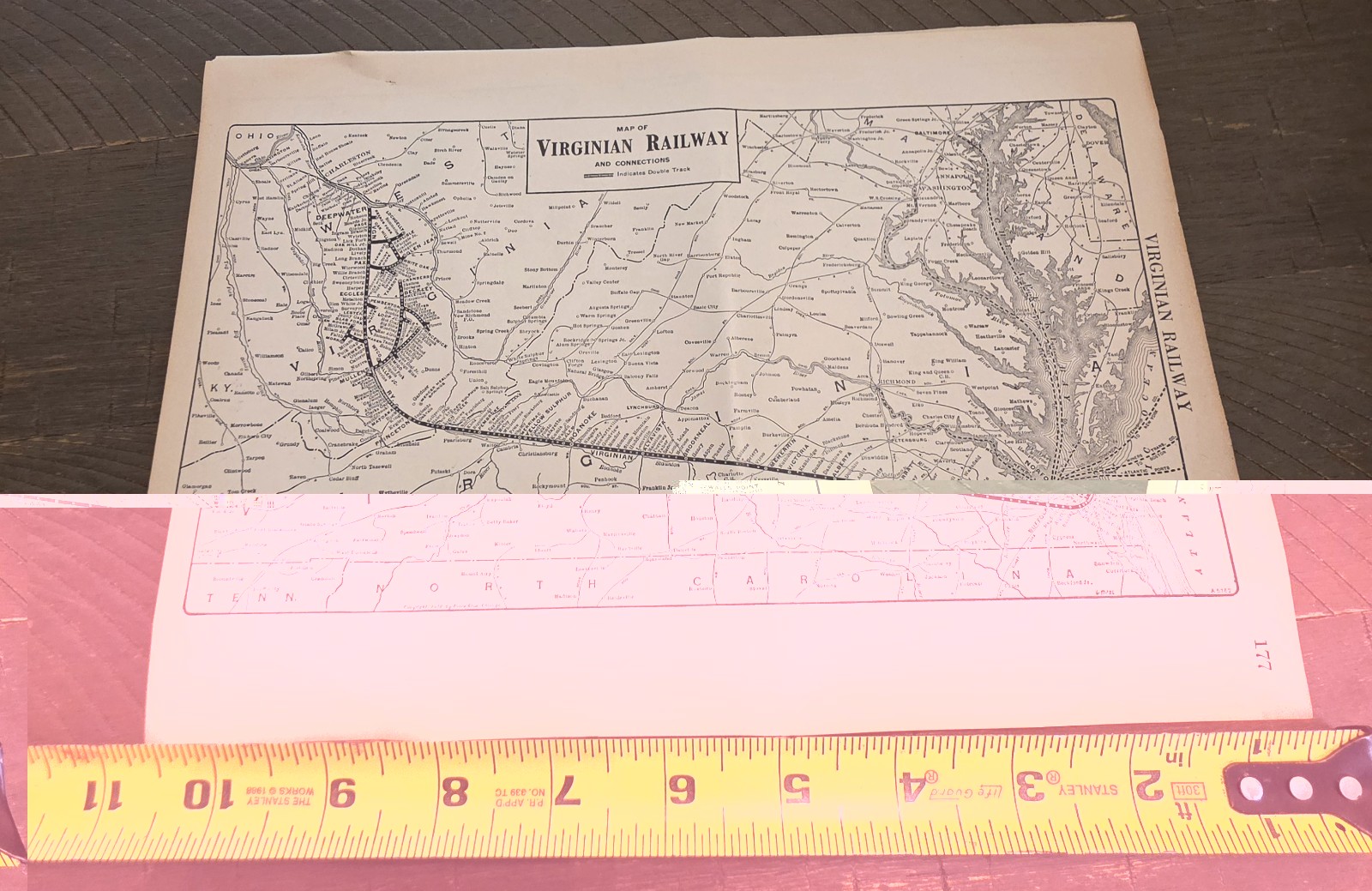 1918 By Poole Bros Two Sided Map Wabash System And Virginia Railroad 11″ x 7.5″