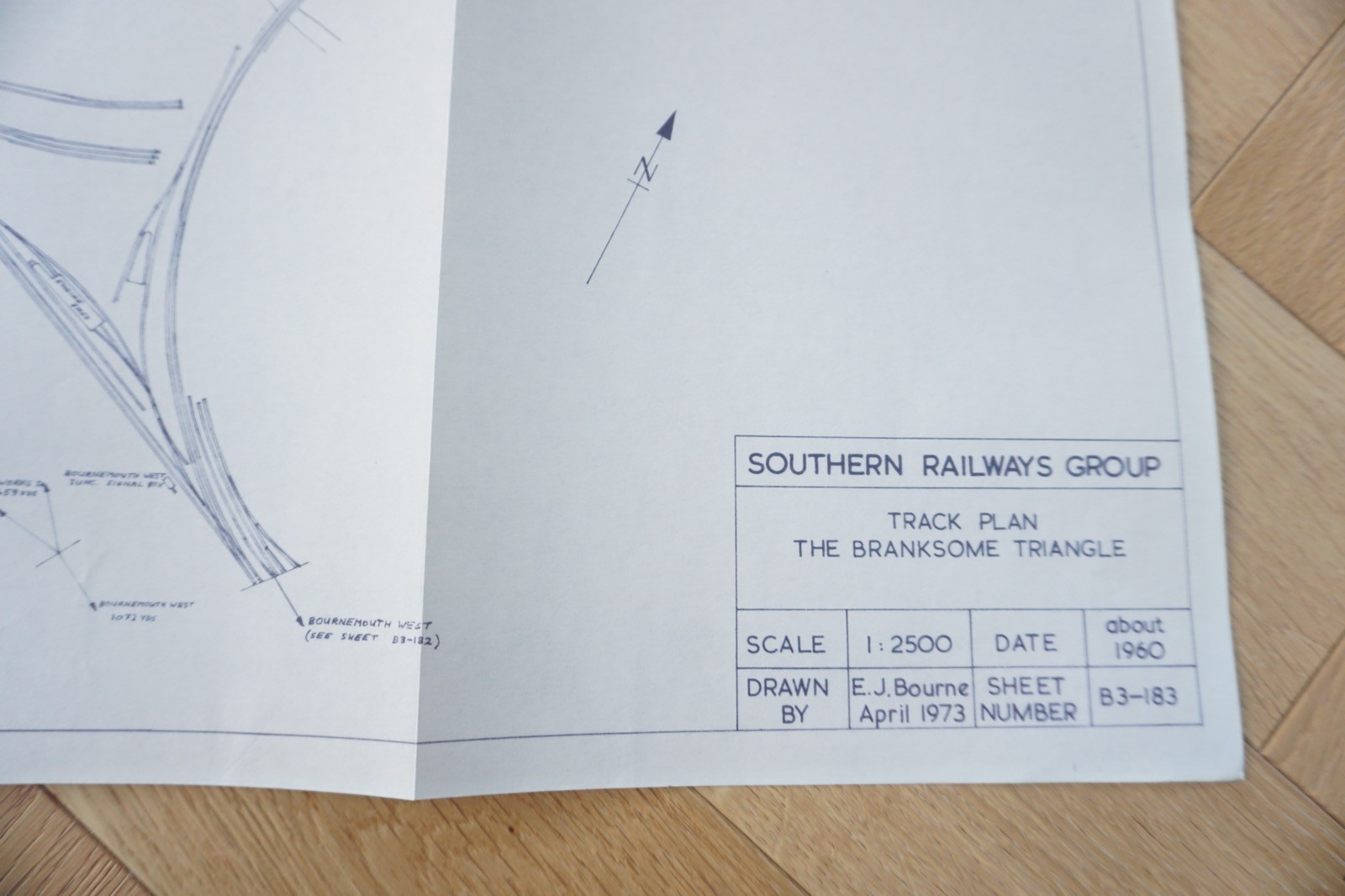 1960 Branksome Triange Railway Track Plan Map Southern Region