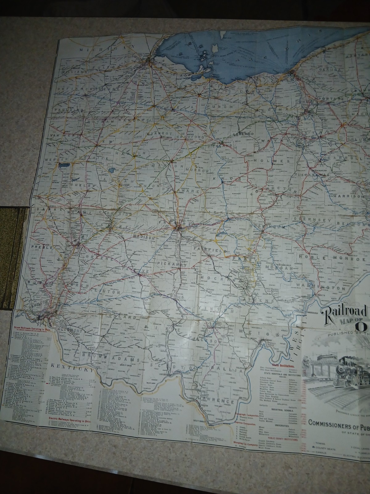 1914 Ohio Railroad Map Published By The state Commissioners Of Public Printing