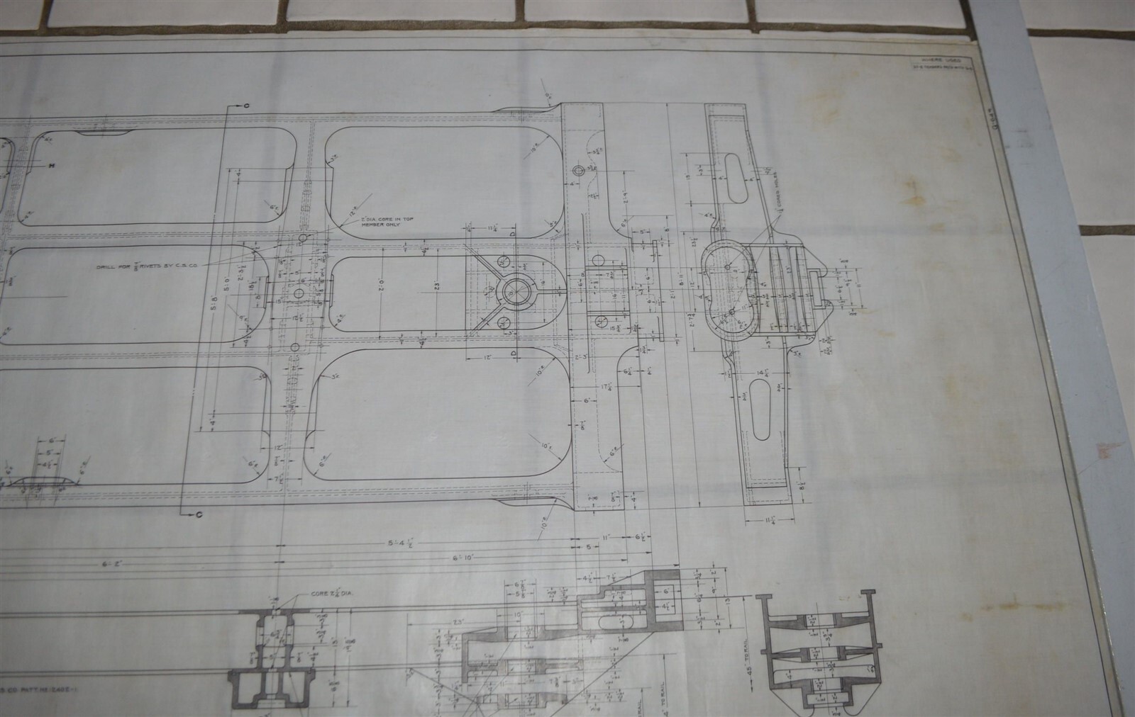 Original 1930 5ft+ Northern Pacific Railroad Blueprint Locomotive Tender Frame