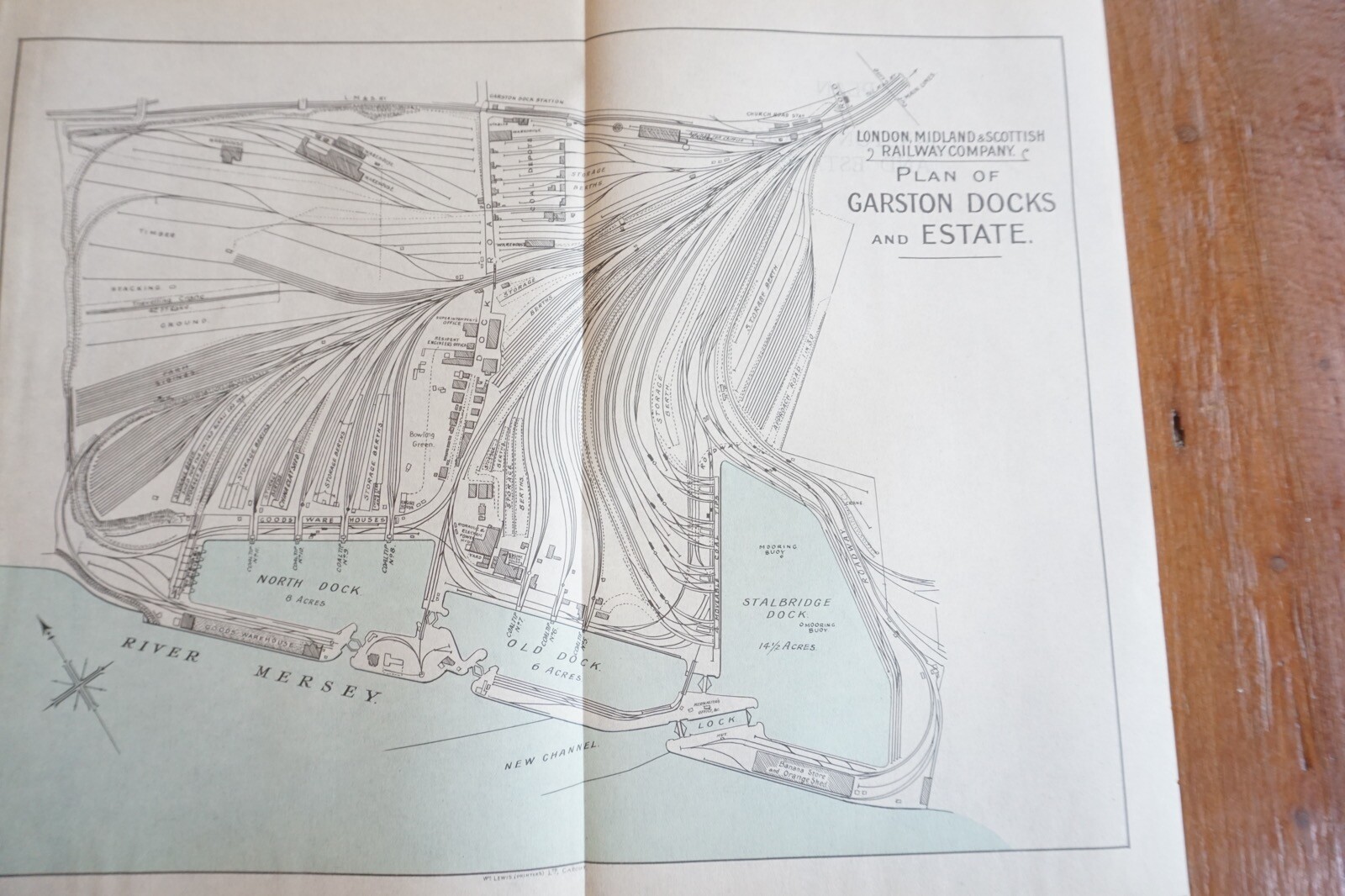 1930s Garston Docks LMS Port Railway Map