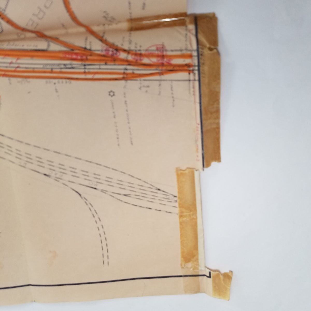 Vtg 1942 Frisco Railroad St Louis Terminal Huge Wall Map 87.5×30 1940s WWII Era