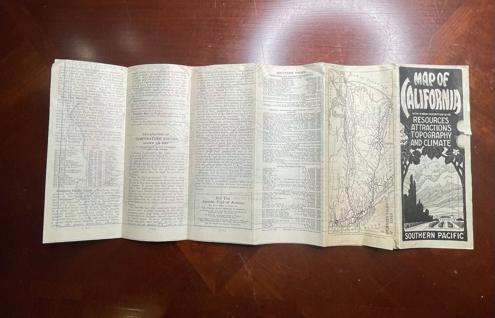 Southern Pacific Railroad Map of California 1917 with Resources & Attractions