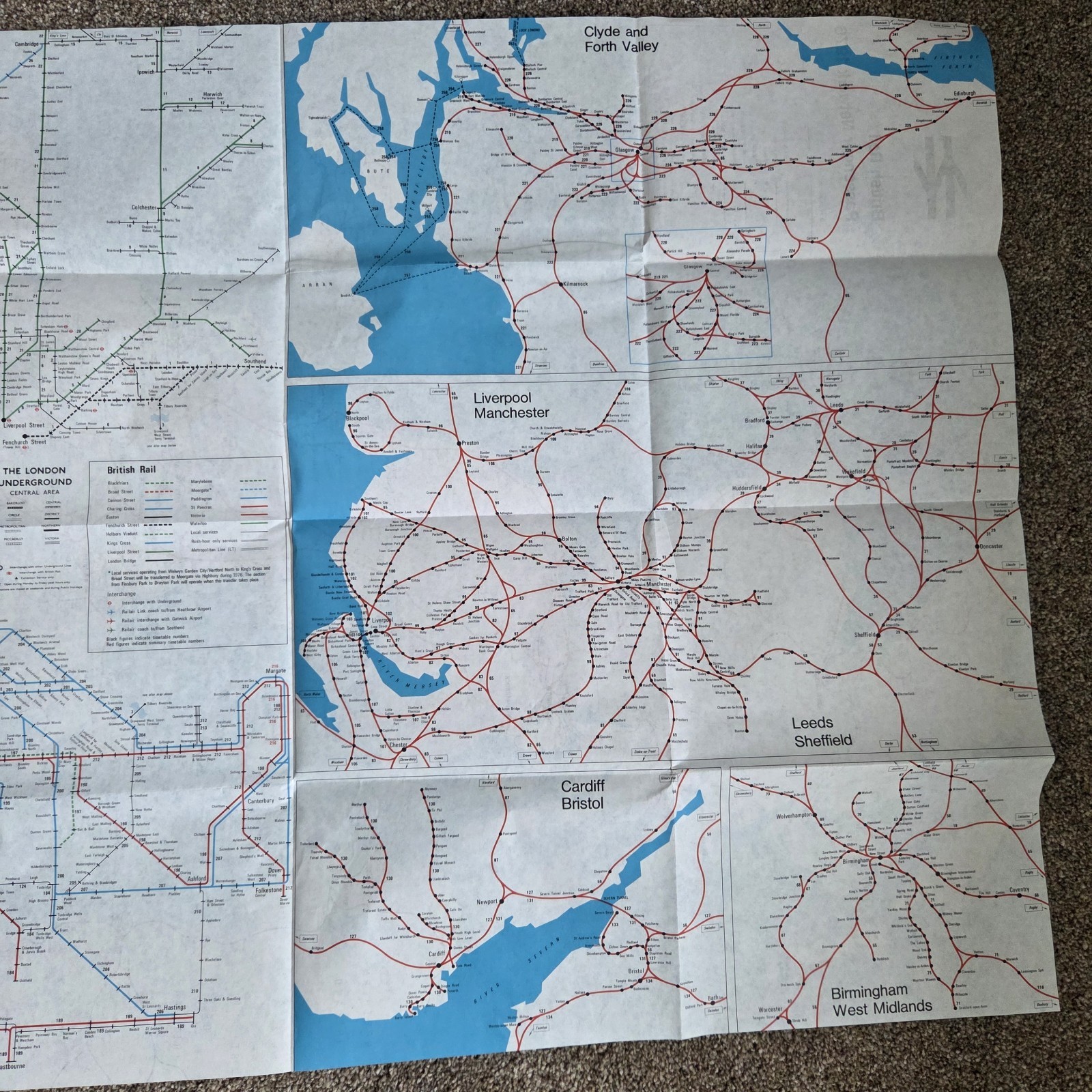 1976 British Railways Passenger Network Map Vintage Train Railwayana Ephemera