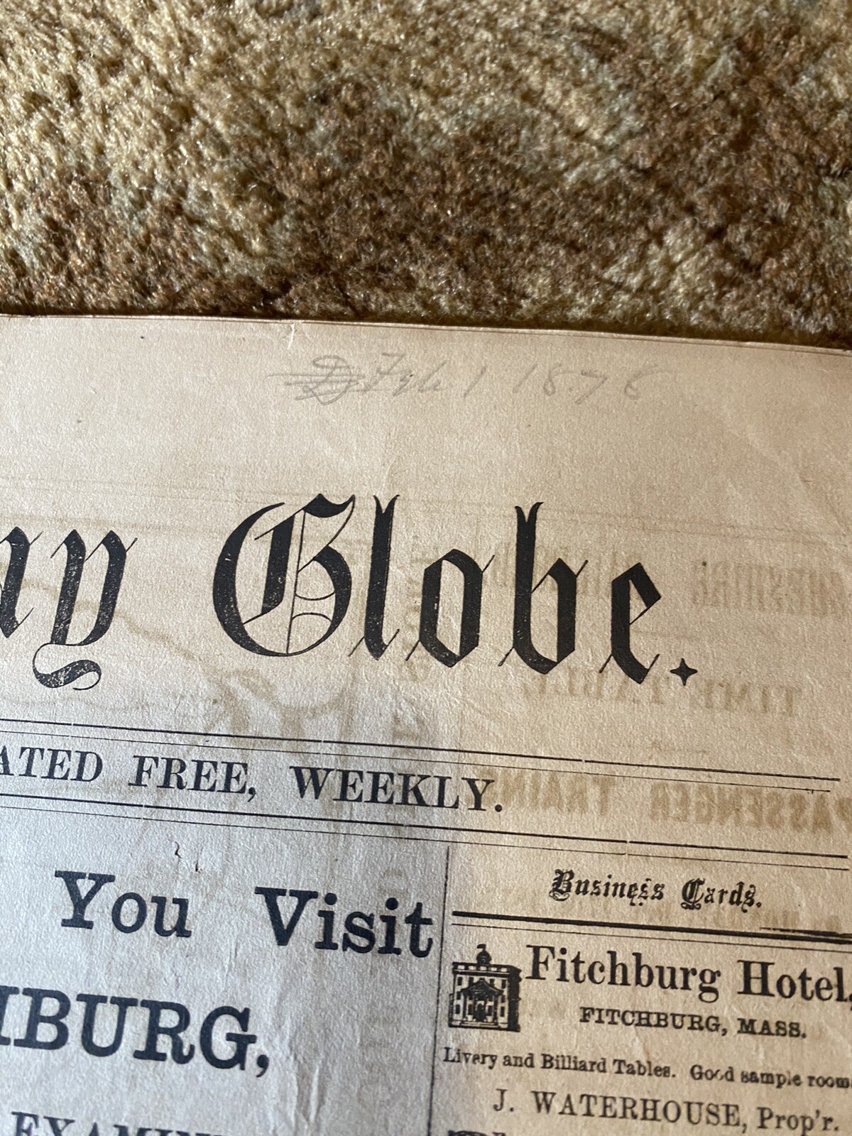 Antique 1878 The Railway Globe Newspapers Lot Fitchburg MA Old 1870’s Train Map