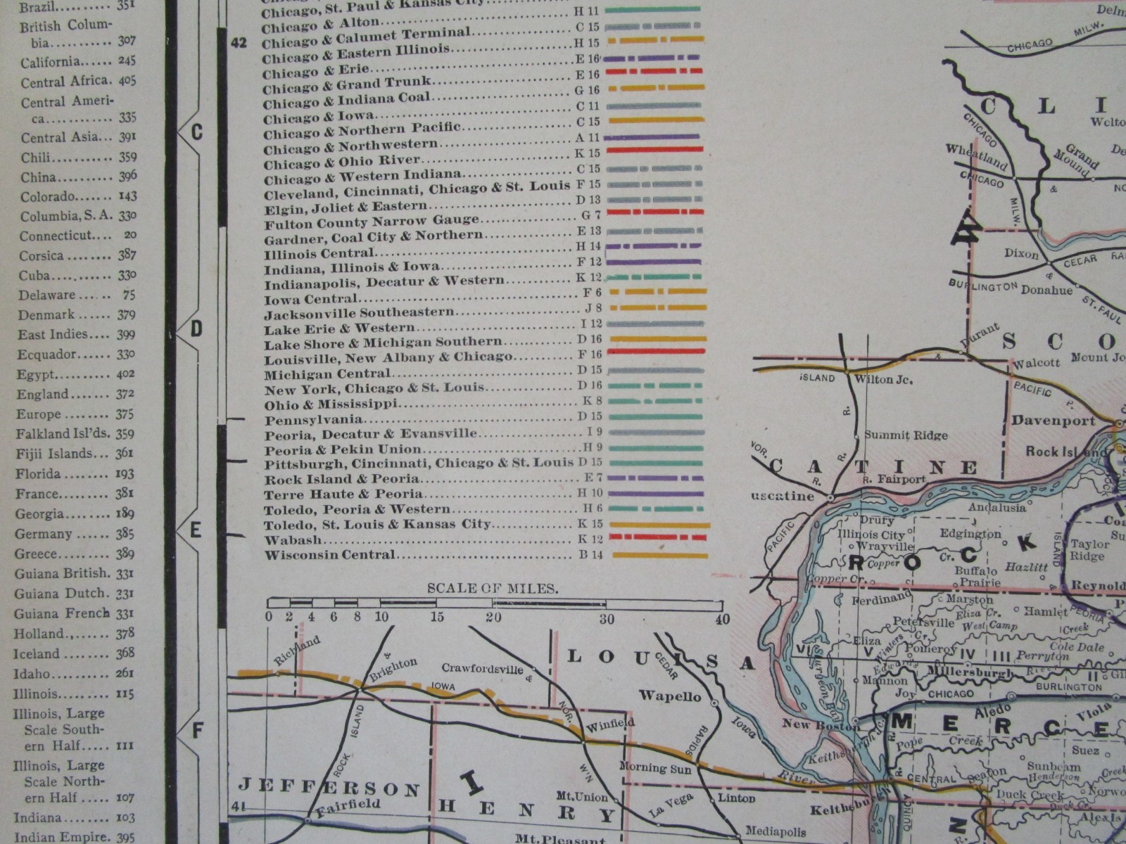 IL 1891 NORTHERN ILLINOIS Cram RAILROAD Map FULTON COUNTY NARROW GUAGE RR, LE&W