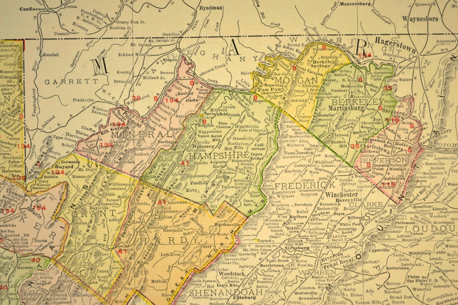 1911 Antique West Virginia Railroad Map ORIGINAL Atlas Coal & Coke Railway DATED
