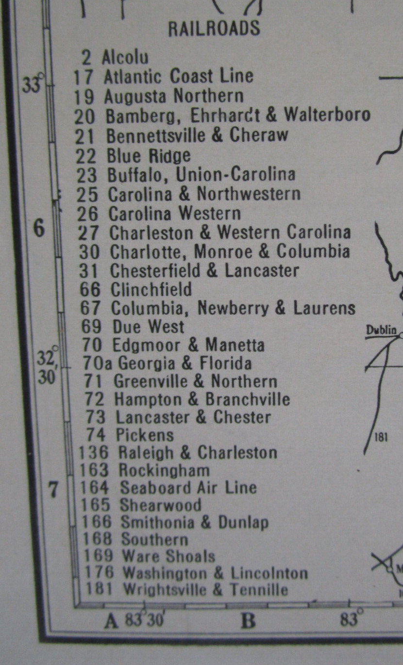 PA SC 1931 PENNSYLVANIA State RAILROAD Map or SOUTH CAROLINA Map