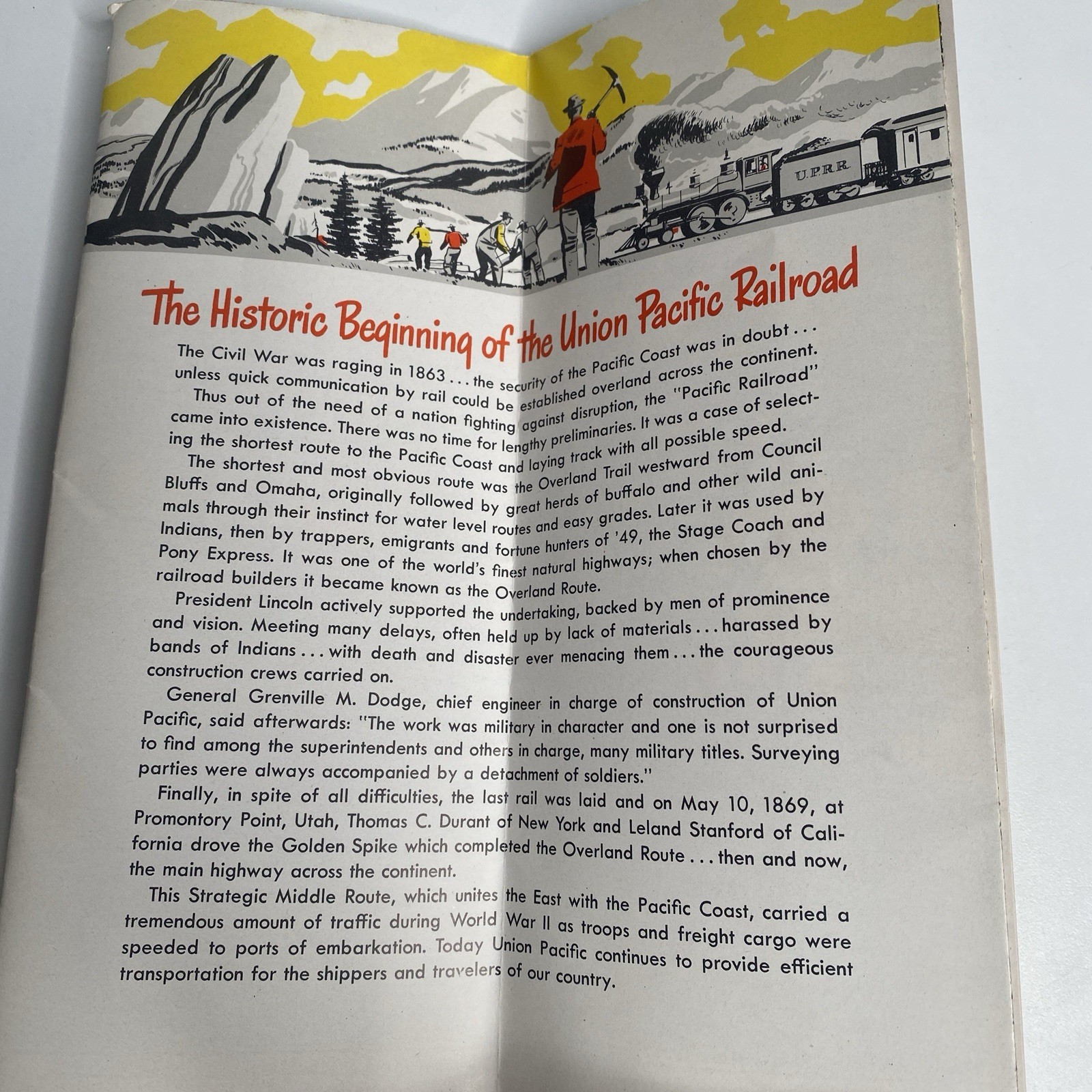 1956 UNION PACIFIC RAILROAD United States Map Train Connections Photos History